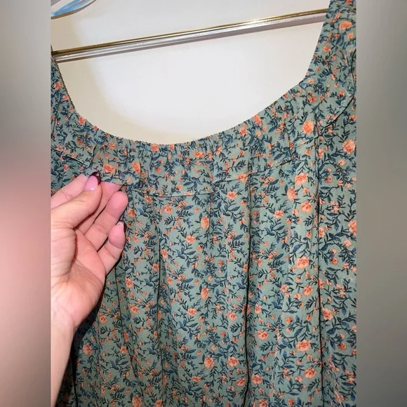 Heyson Floral Smocked Peplum Blouse | Puff Sleeve Boho Top | Size S - Picture 8 of 10